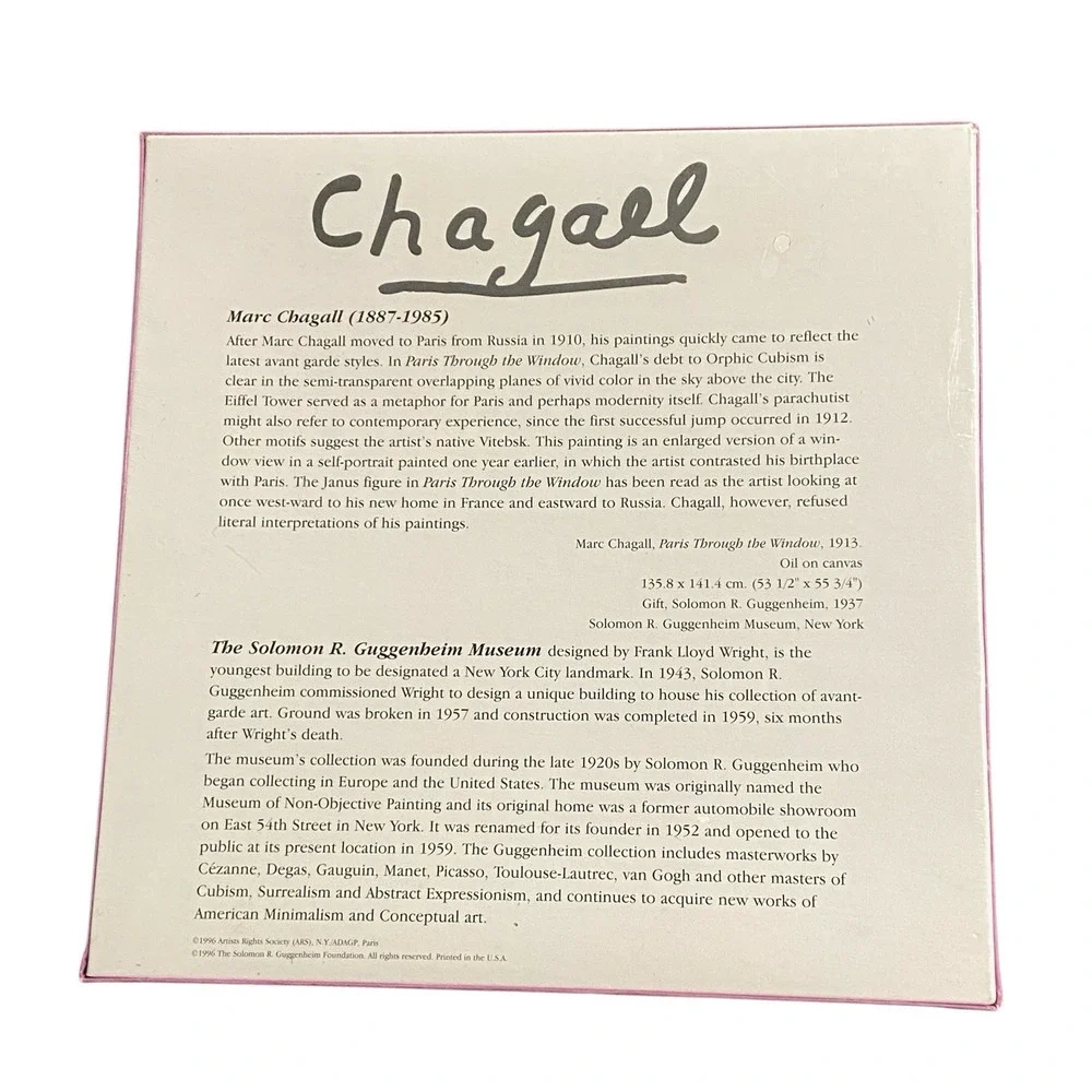 Guggenheim Museum Marc Chagall Paris Through‎ The Window 550 Piece Puzzle New